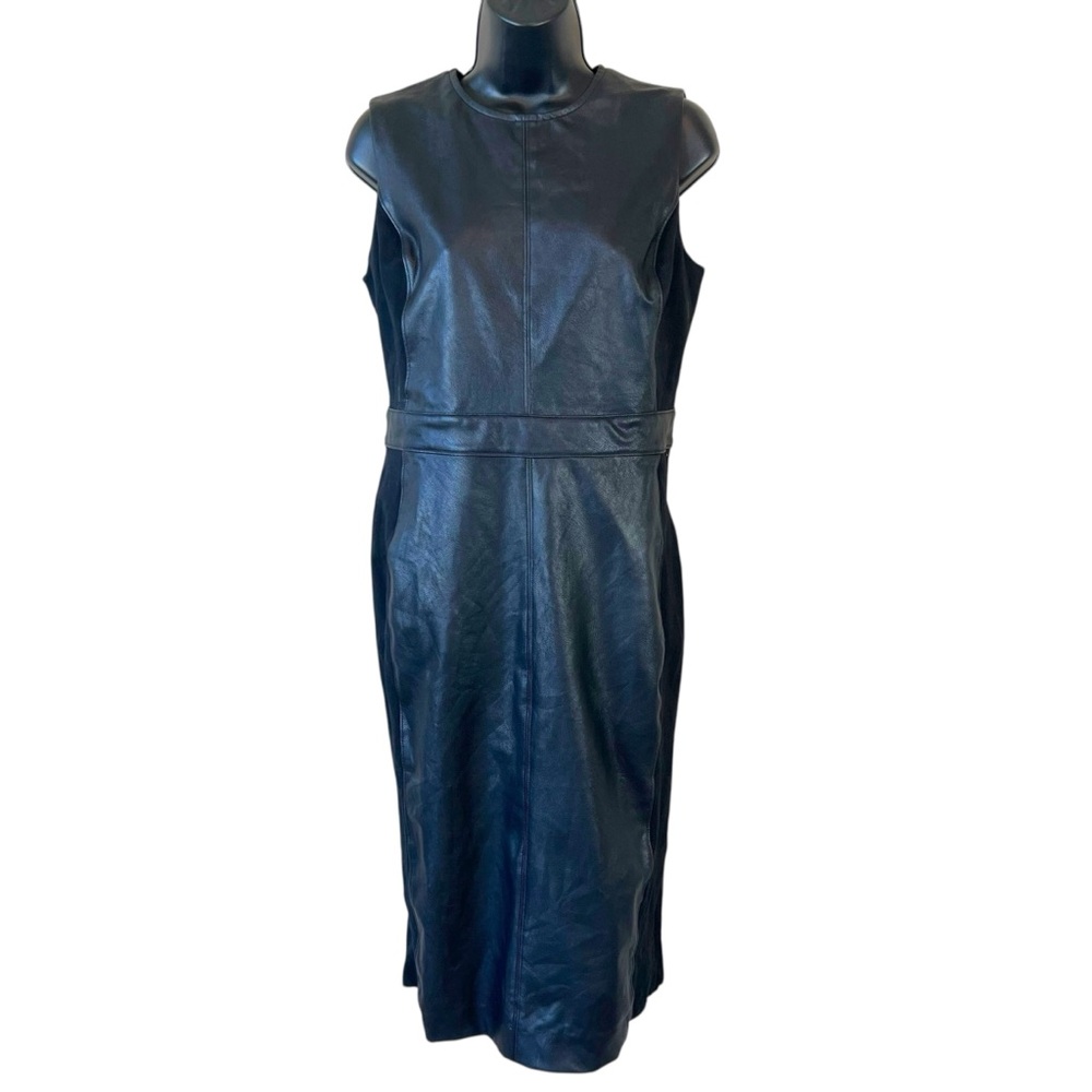 Spanx‎ Black Leather-Like Sleeveless Sheath Dress